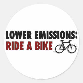Lower Emissions Ride A Bike Classic Round Sticker
