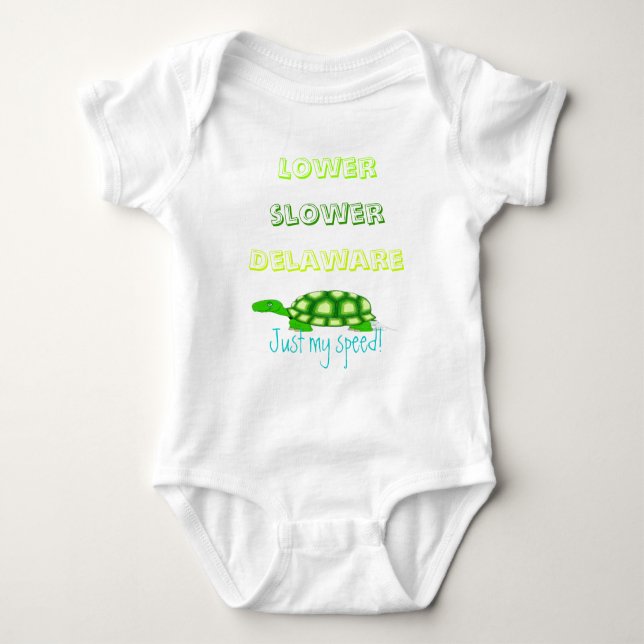 Lower Slower Delaware Baby Bodysuit (Front)