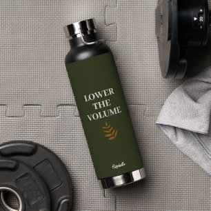 Lower the Volume Charcoal With Custom Name Water Bottle