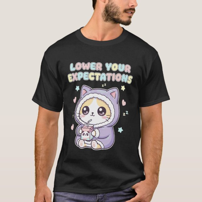 Lower Your Expectations Funny Humour T-Shirt (Front)