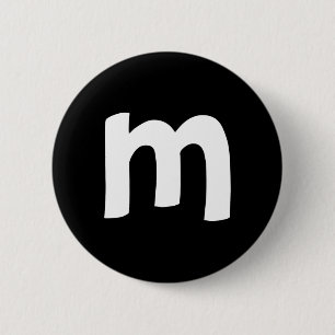 Lowercase Alphabet m 6 Cm Round Badge
