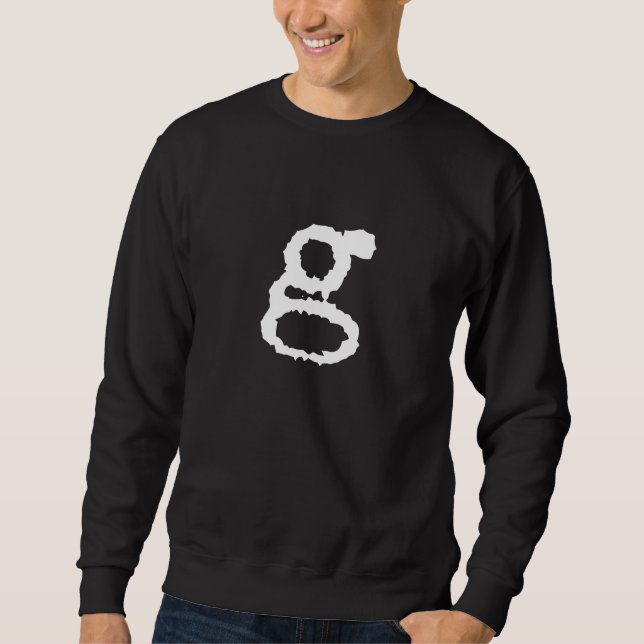 lowercase letter g in white sweatshirt (Front)