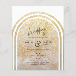 Lowest BUDGET All-in-1 Glitter Gold Marble Wedding Flyer