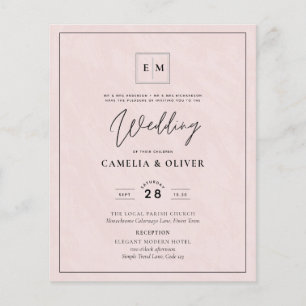 LOWEST BUDGET All-in-1 Monogram Pink Wedding Flyer