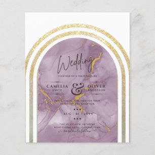 Lowest BUDGET All-in-1 Purple Gold Marble Wedding Flyer