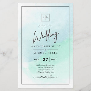Lowest BUDGET All-in-1 Teal Wedding Monogram Flyer