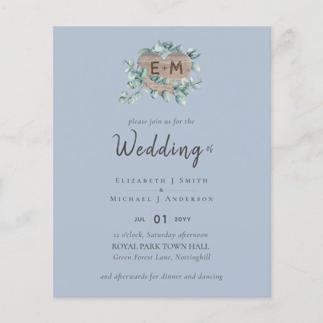 Lowest BUDGET Eucalyptus Greenery Heart Wedding Fl Flyer (Front)