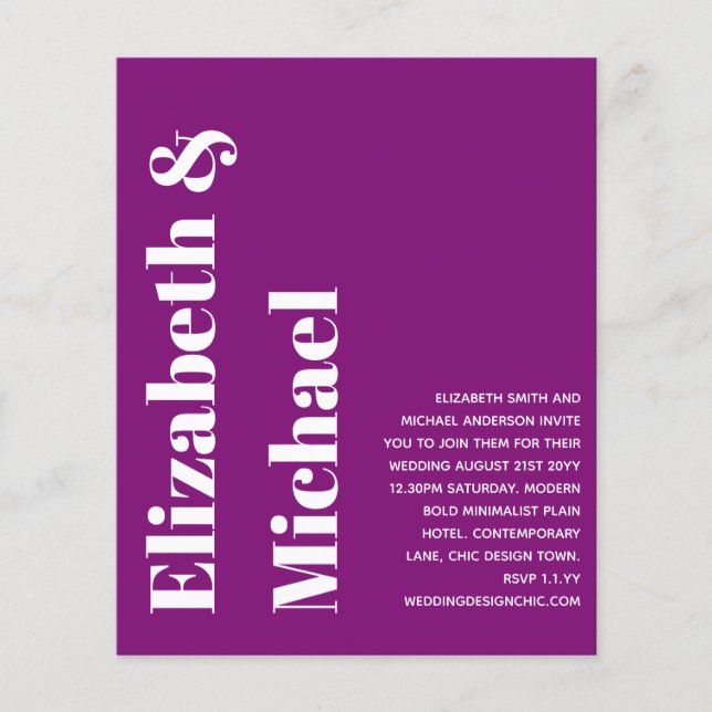 Lowest Budget Modern Bold Text Wedding Invitation Flyer (Front)