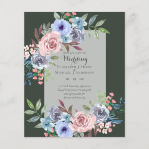 LOWEST BUDGET Pink Blue Flowers Wedding Invitation Flyer