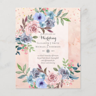 LOWEST BUDGET Pink Blue Flowers Wedding Invitation Flyer