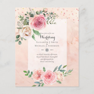 LOWEST BUDGET Pink Roses Floral Wedding Invites Flyer