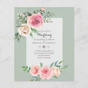 LOWEST BUDGET Pink Roses Floral Wedding Invites Flyer