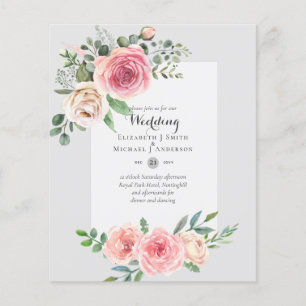LOWEST BUDGET Pink Roses Floral Wedding Invites Flyer