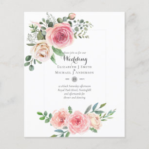 LOWEST BUDGET Pink Roses Floral Wedding Invites Flyer