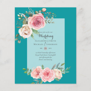 LOWEST BUDGET Pink Roses Floral Wedding Invites Flyer