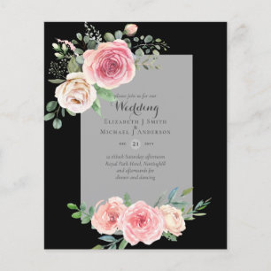LOWEST BUDGET Pink Roses Floral Wedding Invites Flyer