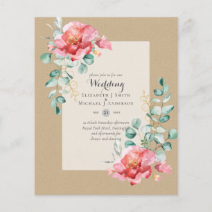 LOWEST BUDGET Red Floral Eucalyptus WEDDING Invite Flyer
