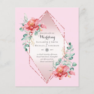 LOWEST Budget Red Rose Floral Wedding Invitation Flyer