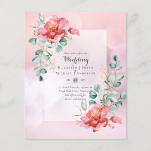 Lowest Budget Red Rose Floral Wedding Invitation Flyer