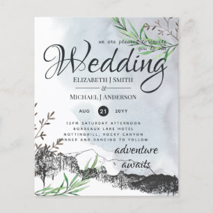 Lowest Budget Rustic Mountains Wedding Invite Flyer