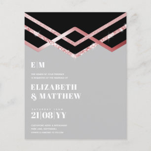 Lowest Budget Wedding FLYER Invite Glam Deco Chic