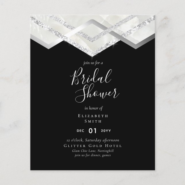 Lowest Budget Wedding FLYER Invite Glam Deco Chic (Front)