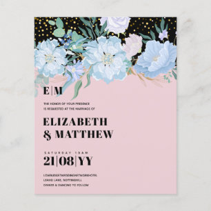 Lowest Budget Wedding FLYERS Blue Flowers Girly