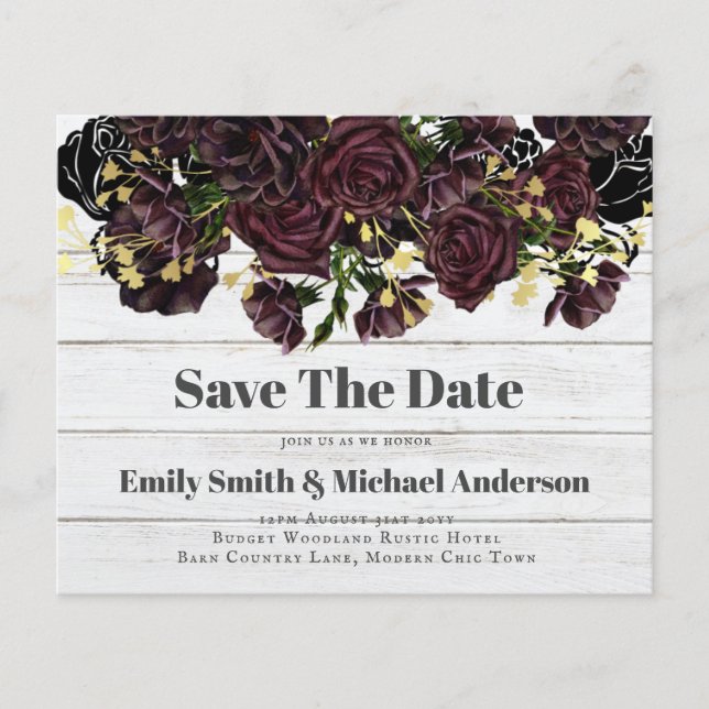 Lowest Budget Wedding FLYERS Dark Plum Marsala (Front)