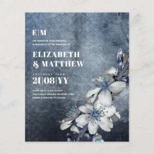 Lowest Budget Wedding FLYERS Dusty Blue Flowers