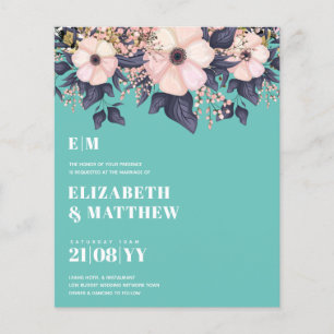 Lowest Budget Wedding FLYERS Pink Blue Floral