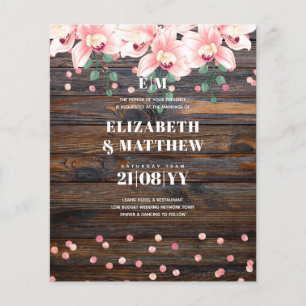 Lowest Budget Wedding FLYERS Rustic Pink Flowers