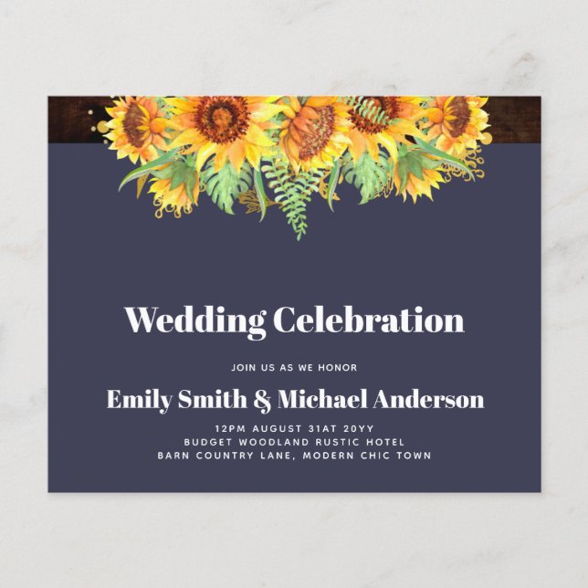 Lowest Budget Wedding FLYERS Sunflowers (Front)
