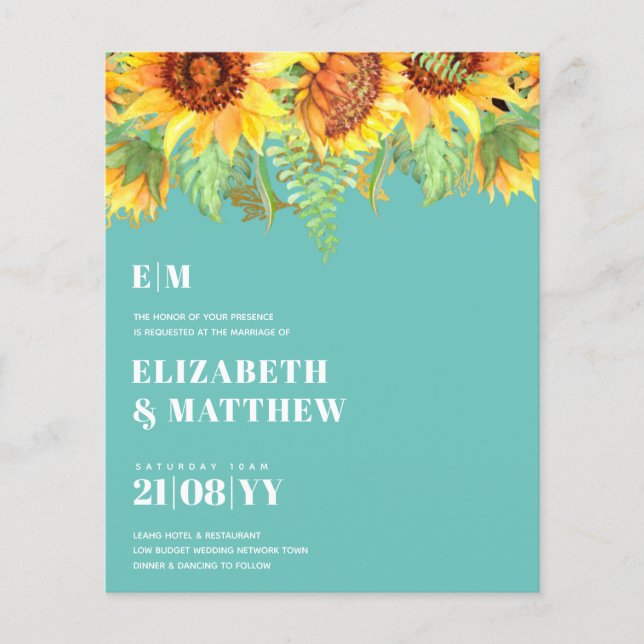 Lowest Budget Wedding FLYERS Sunflowers (Front)
