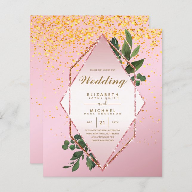 LOWEST BUDGET Wedding Invitations Greenery Frame (Front/Back)