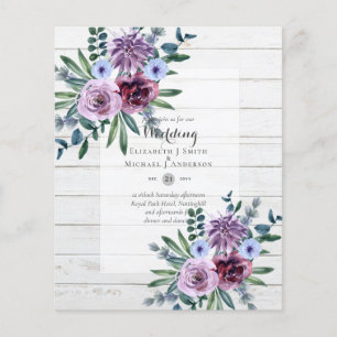 LOWEST BUDGET Wedding Invitations Plum Floral Flyer