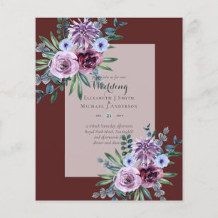 LOWEST BUDGET Wedding Invitations Plum Floral Flyer