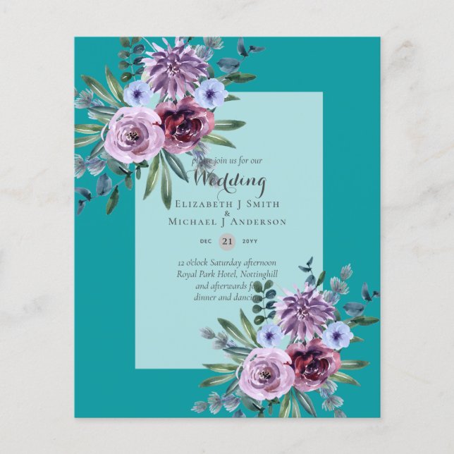 LOWEST BUDGET Wedding Invitations Plum Floral Flyer (Front)