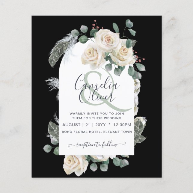 LOWEST BUDGET White Roses Elegant Wedding All in 1 Flyer (Front)