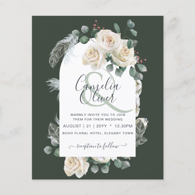 LOWEST BUDGET White Roses Elegant Wedding All in 1 Flyer (Front)