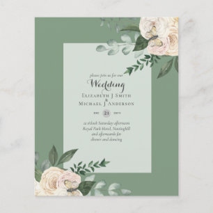 LOWEST BUDGET White Roses Wedding Invitations Flyer