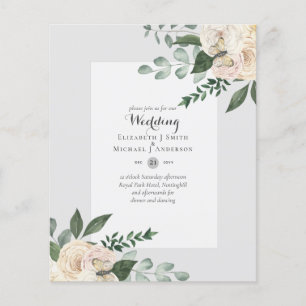 LOWEST BUDGET White Roses Wedding Invitations Flyer
