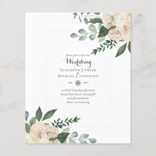 LOWEST BUDGET White Roses Wedding Invitations Flyer