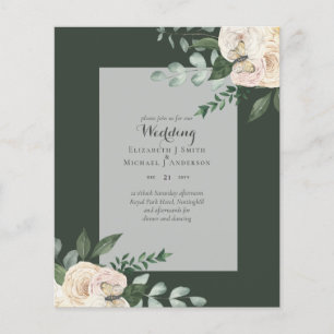 LOWEST BUDGET White Roses Wedding Invitations Flyer