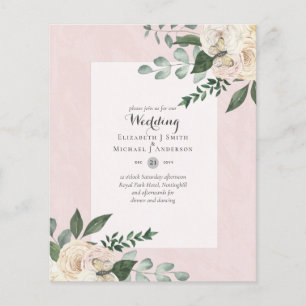 LOWEST BUDGET White Roses Wedding Invitations Flyer
