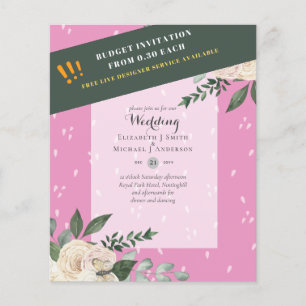 LOWEST BUDGET White Roses Wedding Invitations Flyer