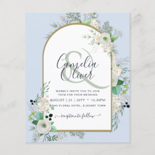 Lowest BUDGET White Roses Wedding Invites Arch Flyer