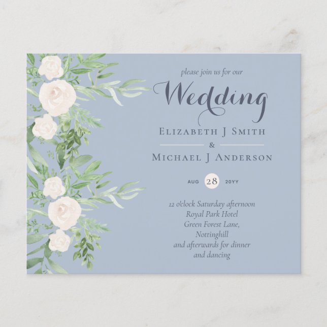 LOWEST PRICED Magnolia Dusty Blue Flower Wedding F Flyer (Front)