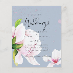 LOWEST PRICED Pink Magnolia Dusty Blue Wedding Fly Flyer