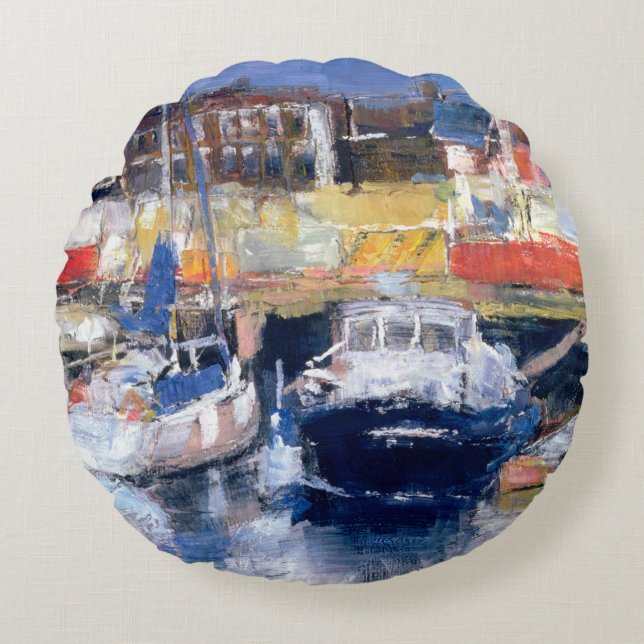 Lowestoft Harbour View Round Cushion (Front)