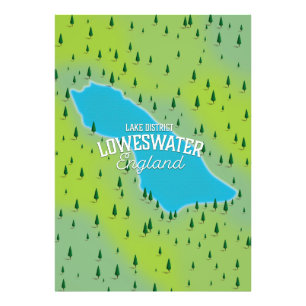 Loweswater Lake, lake district, travel map. Photo Print